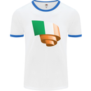 Curled Ireland Flag Irish St Patricks Day Football Mens Ringer T-Shirt White/Royal Blue