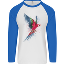 A Colourful Parrot Mens L/S Baseball T-Shirt White/Royal Blue