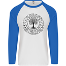 Trees What a Wonderful World Environment Mens L/S Baseball T-Shirt White/Royal Blue