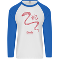 Chinese Zodiac Shengxiao Year of the Snake Mens L/S Baseball T-Shirt White/Royal Blue