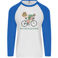 Cycling I'm the Machine Cyclist Funny Mens L/S Baseball T-Shirt White/Royal Blue