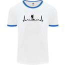 Hiking ECG Walking Rambling Trekking Pulse Mens Ringer T-Shirt White/Royal Blue