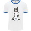 A Border Collie Mens Ringer T-Shirt White/Royal Blue