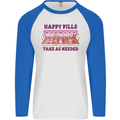 Dog Happy Pills Mens L/S Baseball T-Shirt White/Royal Blue