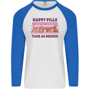 Dog Happy Pills Mens L/S Baseball T-Shirt White/Royal Blue