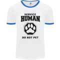 Funny Dog Service Human Do Not Pet Mens Ringer T-Shirt White/Royal Blue