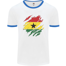 Torn Ghana Flag Ghanaian Day Football Mens Ringer T-Shirt White/Royal Blue