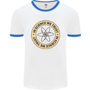 In Science We Trust Physics Geek Nerd Mens Ringer T-Shirt White/Royal Blue