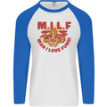 MILF Man I Love Fungi Mycology Foraging Mens L/S Baseball T-Shirt White/Royal Blue