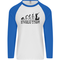 Evolution of a Hunter Funny Hunting Hunt Mens L/S Baseball T-Shirt White/Royal Blue