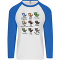 Funny Cat Superheroes Mens L/S Baseball T-Shirt White/Royal Blue