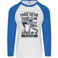 Pride MMA Muay Thai Mixed Martial Arts Mens L/S Baseball T-Shirt White/Royal Blue