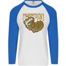 Dinosaur Fossil Paleontology Skeleton Mens L/S Baseball T-Shirt White/Royal Blue