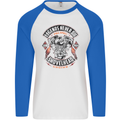 Legends Never Die Biker Motorbike Mens L/S Baseball T-Shirt White/Royal Blue