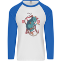 Chinese Zodiac Shengxiao Year of the Rat Mens L/S Baseball T-Shirt White/Royal Blue