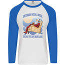 Christmas Santa Claus Needs a Break Xmas Mens L/S Baseball T-Shirt White/Royal Blue