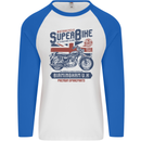 Motorcycle Superbike Birmingham U.K. Biker Mens L/S Baseball T-Shirt White/Royal Blue