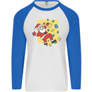 Rock Climbing Santa Funny Christmas Climber Mens L/S Baseball T-Shirt White/Royal Blue