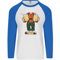 Octoberfest Man With Beer Mens L/S Baseball T-Shirt White/Royal Blue