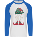 The Vegan Elf Funny Christmas Xmas Mens L/S Baseball T-Shirt White/Royal Blue