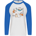 Hamster Eat Sleep Wheek Repeat Funny Mens L/S Baseball T-Shirt White/Royal Blue