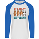 Panda Bear LGBT It's Okay to Be Different Mens L/S Baseball T-Shirt White/Royal Blue