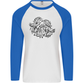 Valknut Symbol With Ravens Viking Mens L/S Baseball T-Shirt White/Royal Blue