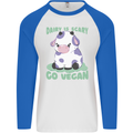 Dairy Is Scary Go Vegan Funny Mens L/S Baseball T-Shirt White/Royal Blue