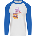 Where Words Fail Music Speaks Guitar Rock Mens L/S Baseball T-Shirt White/Royal Blue