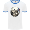 MOD Scooter Skull Motorcycle Biker Mens Ringer T-Shirt White/Royal Blue