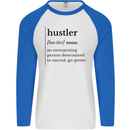Hustler Definition Entrepreneur Hustle Mens L/S Baseball T-Shirt White/Royal Blue