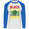 Black History Month Lives Matter African Mens L/S Baseball T-Shirt White/Royal Blue