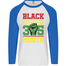 Black History Month Lives Matter African Mens L/S Baseball T-Shirt White/Royal Blue