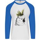 A Cockatoo Bird Mens L/S Baseball T-Shirt White/Royal Blue