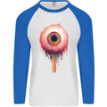 Eyesicle Horror Hangover Eye Gothic Demon Mens L/S Baseball T-Shirt White/Royal Blue