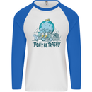 Don't Be Trashy Climate Change Environment Mens L/S Baseball T-Shirt White/Royal Blue