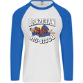 Brazilian Jiu Jitsu Mens L/S Baseball T-Shirt White/Royal Blue