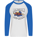 Brazilian Jiu Jitsu Mens L/S Baseball T-Shirt White/Royal Blue