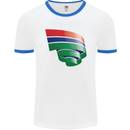 Curled Gambia Flag Gambian Day Football Mens Ringer T-Shirt White/Royal Blue