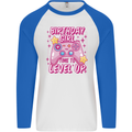 Birthday Girl Level Up Gaming Gamer 6th 7th 8th Mens L/S Baseball T-Shirt White/Royal Blue