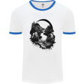 Headphones & Nature Music Trekking Hiking Mens Ringer T-Shirt White/Royal Blue