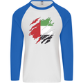 Torn UAE Flag Day Emirati Day Football Mens L/S Baseball T-Shirt White/Royal Blue