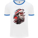 Cyberpunk Santa Claus Christmas Xmas Mens Ringer T-Shirt White/Royal Blue