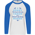 Taken By a Smart Nurse Funny Valentines Day Mens L/S Baseball T-Shirt White/Royal Blue