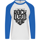 Forever Rock and Roll Music Mens L/S Baseball T-Shirt White/Royal Blue