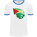 Curled Guyana Flag Guyanese Day Football Mens Ringer T-Shirt White/Royal Blue
