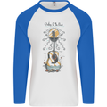 Guitar Beach Acoustic Holiday Surfing Music Mens L/S Baseball T-Shirt White/Royal Blue