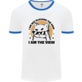 I am the View Funny Cat Mens Ringer T-Shirt White/Royal Blue