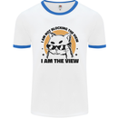 I am the View Funny Cat Mens Ringer T-Shirt White/Royal Blue