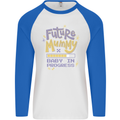 Future Mummy New Baby in Progress Pregnancy Mens L/S Baseball T-Shirt White/Royal Blue